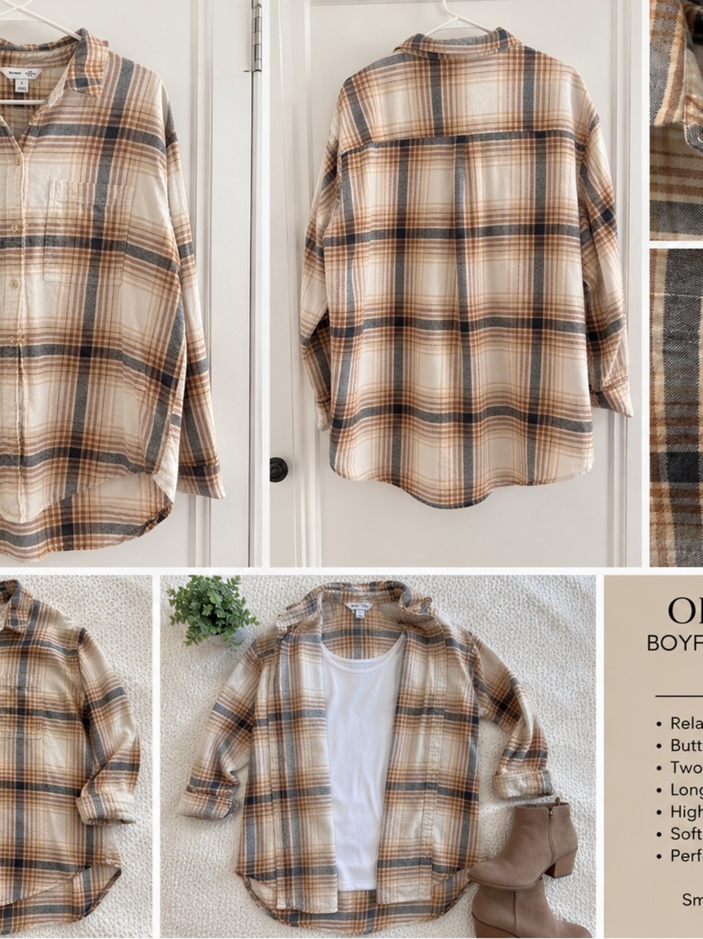 Old Navy Boyfriend Plaid Shirt – Size Large